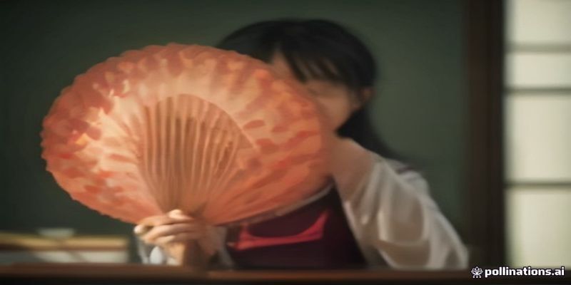한옥 공방에서 전통 부채를 만드는 손